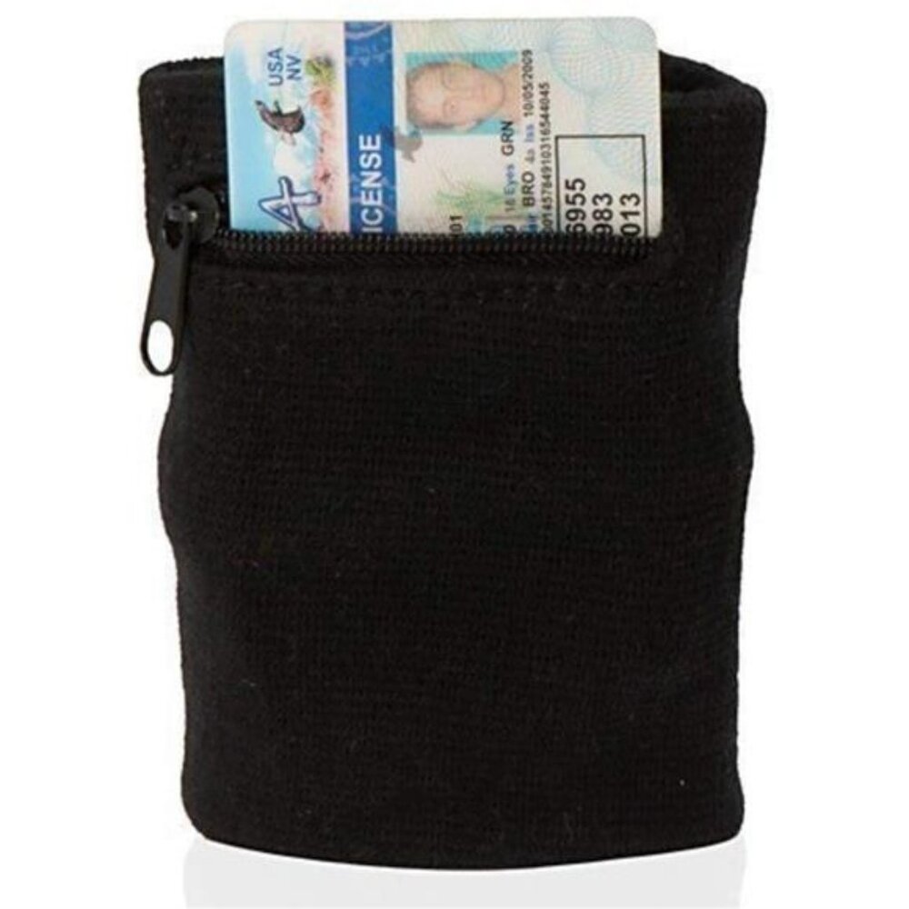 Zipper Wrist Pouch - Sweatband/Wristband Wallet for Keys, ID, Cards